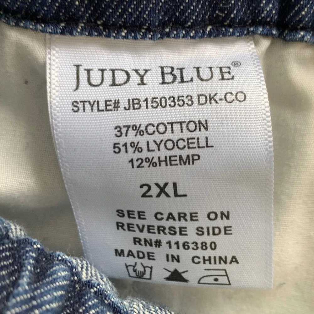 Judy Denim Shorts Women 2XL Baggy Blue Dark Wash Drawstring Cotton Hemp Boho